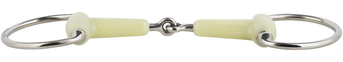 Equinate Olivenkopfgebiss mit Apfelgeschmack 18mm einfach gebrochen 12,5cm | Anatomisch geformtes maulfreundliches Gebiss mit sanfter Einwirkung | Lasergraviert