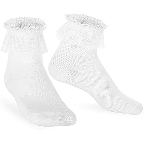Ruffle Ankle Socks Lace Frilly Socks Soft Ruffle Socks White Princess Socks Turn Cuff Socks for Women Girls Cover