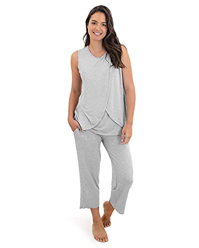 Image of Kindred Bravely Tulip Hem Maternity Pajamas & Postpartum Lounge Sets for Women, Sleeveless Nursing Pajamas