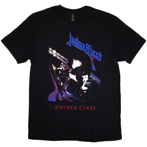 Judas Priest T Shirt Stained Class Purple Mixer Band Logo Official Mens Black XL