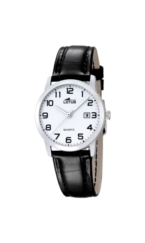 Montre cuir noir Lotus femme étanche haute finition en verre minéral