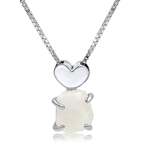 Natural Raw Moonstone Heart Necklace...