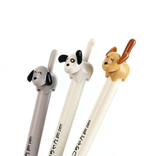 Set de 8 bolígrafos gel negros con diseño de perro kawaii miniatura 4