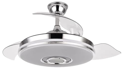 Brightium Ventilador DC 72W 6120LM Cromo 3 Aspas 108° RGB Bluetooth Remoto con Memoria y Altavoz - Ideal para refrescar y ambientar espacios.