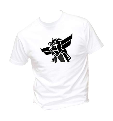  T-Shirt Uomo Cotone Basic Super vestibilità Top qualità - UFO Robot - Divertente Humor Made in Italy (Bianco, XL)