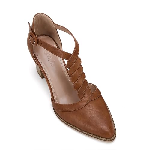 Womens Block Chunky Heels T Strap Dress Shoes Closed Toe Stacked Heeled Pumps Sandals3