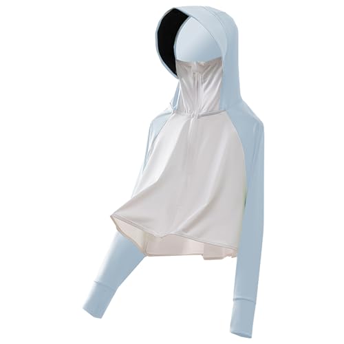 Cromoncent Girls UPF 50+ Sun Protection Raglan Long Sleeve Zip Up Hoodie Jacket with Thumbholes, 4-14 Years