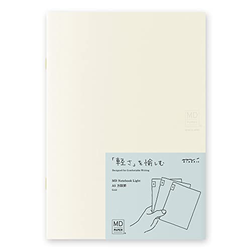 Image of DESIGNPHIL Midori 15305006 Notebook, MD Notebook, Light, A5, Square Ruled, Set of 3, A