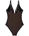 SUUKSESS Women Slimming Tummy Control One Piece Swimsuits Sexy Mesh High Waisted Monokini Bathing Suits (Deep Brown, M)
