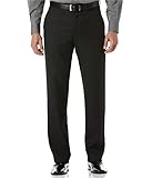 Perry Ellis Men's Portfolio Classic Fit Flat Front Folio Flex Waistband Sharkskin Pant, Black Ice, 34x32