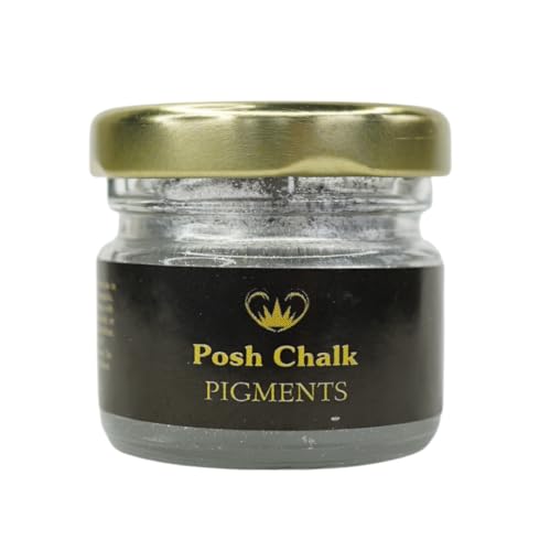 Posh Chalk PC0205 Pigment Powder- Silver 30ml - Vibrant Color Mix - DIY Craft, Upcycling, Art - Wood, Glass, Metal, Fabric - Indoor + Outdoor Use – High Coverage - Customizable