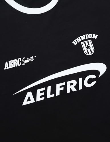 Aelfric Eden Graphic Tees Y2k Women Oversized T Shirts Striped Patchwork Crewneck Unisex Streetwear Tops