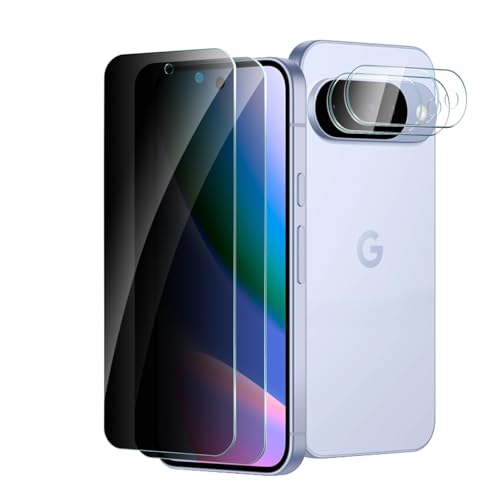CYYAGE 2 Piezas Protector Pantalla Antiespia para Google Pixel 10 con 2 Piezas Protector Lente Cámara, Privacidad Cristal Vidrio Templado Película Dureza 9H