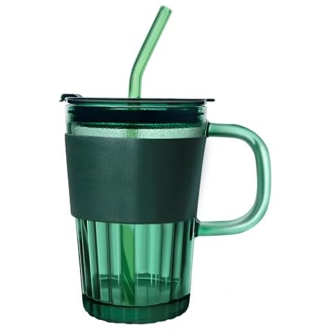 Yuwu 13oz Glass Tumbler with Lid Cover