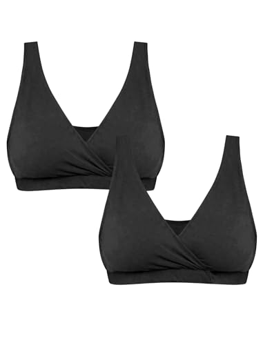 Image of Motherhood Maternity Women's Soft Cotton Spandex Wrap Front Maternity & Nursing Sleep Bralette Bra S-3x