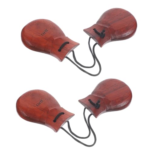 ORFOFE Castañuelas de Madera de Peral Maciza 2 Unidades sin Mango Instrumento de Percusión Manual para Adultos Sonido Nítido para Fiestas Educación y Actuaciones Musicales