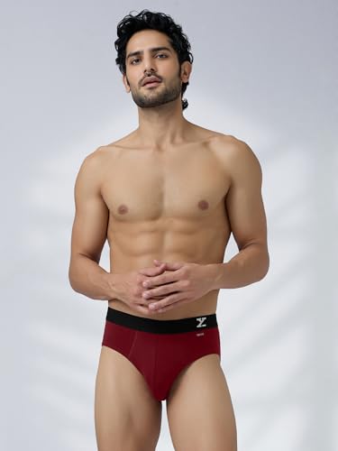 Image of XYXX Men's Aero 100% Super Combed Cotton Regular Fit Solid Anti Bacterial Briefs with No Marks Waistband (Pack of 3)