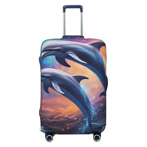 Funny Dolphin Luggage Cover Elastic Washable Protector Anti-Scratch Travel Suitcase Covers With Concealed Zipper For 18-32 Inch Luggage Medium