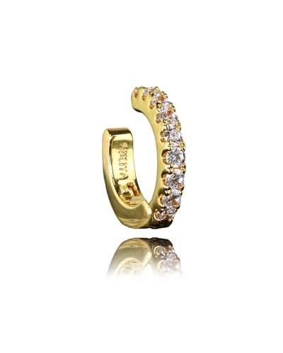 Image of Pain Free Ear Cuff - 18k Gold Plated with Gemstones - No Piercing Earring - Ear Cuff Earrings for Women - Fake Earring - 6 Colours - Gold/Clear