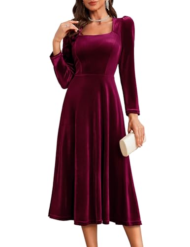 BeryLove Women Velvet Cocktail Evening Dress