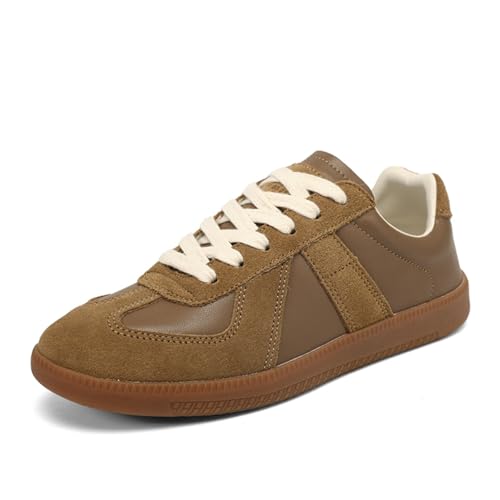 Fashion Sneakers Women, Genuine Leather Casual Lace Up Retro OG Sneakers, Comfortable Tennis Running Trainer Shoes with Comfortable Soles (Black,8)