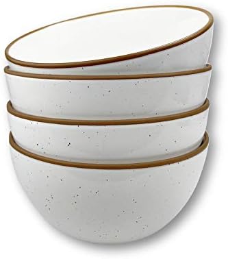 Mora Ceramic Bowls For Kitchen, 28oz - Bowl Set of 4 - For Cereal, Salad, Pasta, Soup, Dessert, Serving etc - Dishwasher, Microwave, and Oven Safe - For Breakfast, Lunch and Dinner - Vanilla White