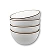Mora Ceramic Bowls For Kitchen, 28oz - Bowl Set of 4 - For Cereal, Salad, Pasta, Soup, Dessert, Serving etc - Dishwasher, Microwave, and Oven Safe - For Breakfast, Lunch and Dinner - Vanilla White