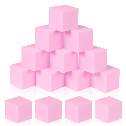 Image of COZYTRAUM 24-Pack 5 Inch Foam Cubes, Soft Play Pit Fillers for Indoor Games, Trampoline & Rock Climbing Mats - Light Pink