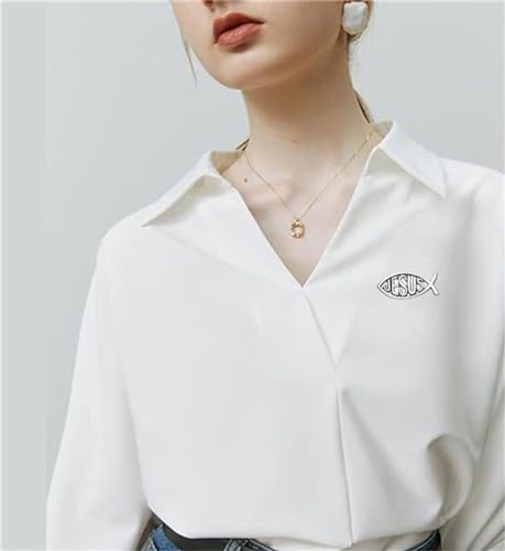 Jesus Fish Brooch Silver Tone Cartoon Fish Pin Christian Jewelry Lapel Pin Popular with Christian Bikers Marine Animal Brooch Enamel Pin Badge Christ Savior Gold Tone Religious Lapel Pin Gift3