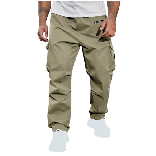 Mens Casual Cargo Pants Baggy Straight Leg Sweatpants with Large Flap Pockets Outdoor Hiking Sports Trousers3