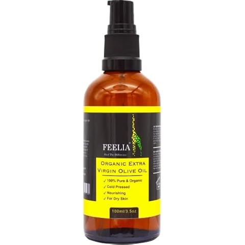Feelia - Organic Extra Virgin Olive Oil - Cold Pressed, Rich in Vitamin E, Anti-oxidants, Ideal Natural Balm 100% Pure & Organic Cover