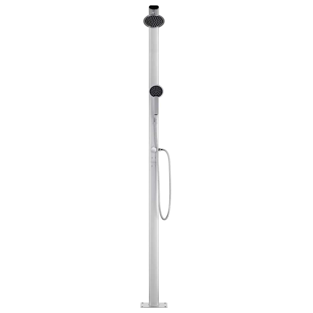 Doccia da giardino in alluminio, altezza 215 cm, con soffione e doccetta per giardino, piscina, vasca idromassaggio, accessorio per esterni, terrazza, uso estivo, resistente alle