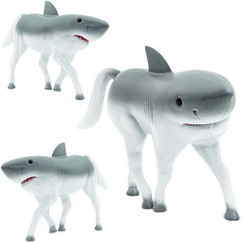 Image of Randimals Horse & Shark Hybrid Realistic Animal Toys - Unique Mix of Safari Toys & Farm Animals Small Figurines - Hork Mini Figures for Kids & Kidults