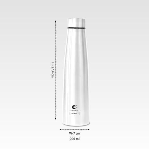 Image of Clay Craft VACBOTT Chariot Single Walled Non Insulated Water Bottle-900ML, 6-Piece(Silver) Leak Proof | Easy Grip |Easy To Carry| Gym Bottle | Home | Kitchen | Hiking | Treking Bottle | Travel Bottle