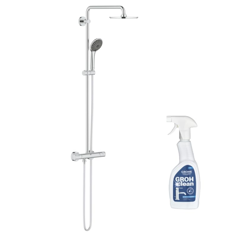 Colonne de douche avec mitigeur thermostatique GROHE Vitalio Joy System 210 Quickfix + Nettoyant GroheClean