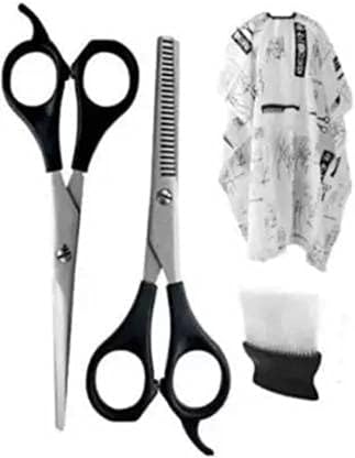 SILENCIO Professional Hair Cutting Kit – Barber Scissors with Easy Grip Handle & Finger Rest, Thinning Shears, Neck Duster Brush, Waterproof Salon Cape, Complete Hairdressing Set-image-14