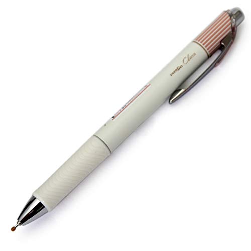 Pentel EnerGel Clena - Bolígrafo retráctil de gel líquido, punta micro fina de 0,4 mm, tinta negra, cuerpo rosa clásico (BLN74LP-A)