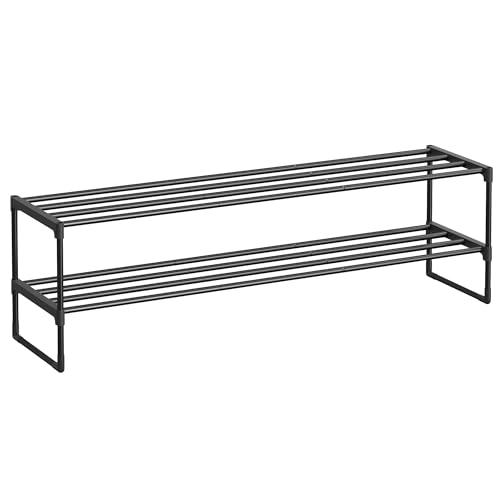 SONGMICS 2-Tier Metal Shoe Rack, Stackable, 46.1 in Wide