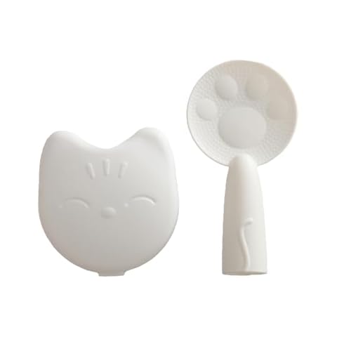 Cute Rice Paddle, Non-Stick Rice Spatula with Spoon Holder Standing Rice Spoon Paddle Claw Pattern Rice Cooker Spoon (White) Cover