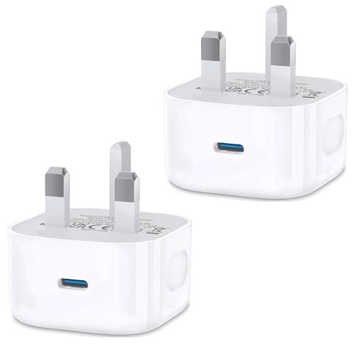 USB C Plug 2Pack Fast Charger Plug Compatible with iPhone 17/16 Pro/Pro Max/17 Air/ iPhone15/14/13/12/11/Plus/Pro Max iPad series 2025 Quick USBC Power adapter UK Wall Charge Plug Type C Charging Plug