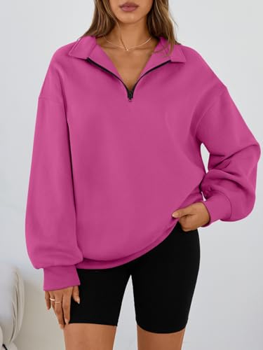 Image of Trendy Queen Women's Oversized Half Zip Fleece Sweatshirts-Cozy Pullover, Sweaters for Fall Winter