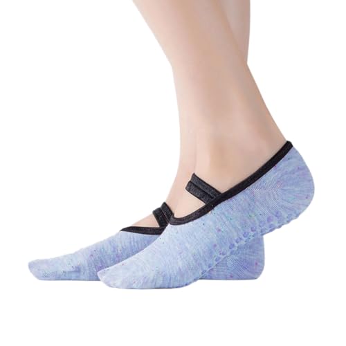 Image of Yoga Pilates Socks with Grips Band for Women Non Slip Cushioned Low Cut Socks for Dance Barre Ballet