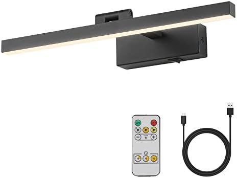Joosenhouse Picture Light Battery Powered Dimmable Wireless Picture Lights with Timer Remote Rechargeable Painting Light Adjustable Swing Arm Wall Light 15.75