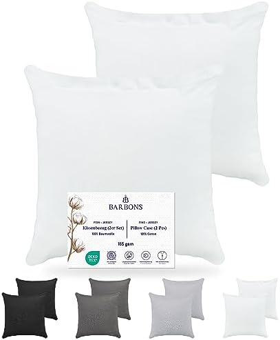 Barbons Poduszka do spania na boku 40 x 145, poszewka na poduszkę, zestaw 2 szt.  165 g/m², certyfikat Öko-Tex, poszewka na poduszkę, 100% bawełna, poszewka na poduszkę z zamkiem błyskawicznym (40 x
