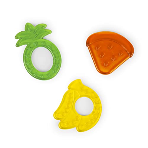 Image of Bright Starts Juicy Chews 3-Pack Textured Teethers - Watermelon, Pineapple, Banana - BPA Free, Unisex, 3 months +