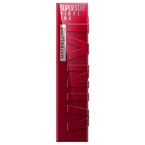 Image of Maybelline Super Stay Vinyl Ink Longwear No-Budge Liquid Lipcolor Makeup, Highly Pigmented Color and Instant Shine, Royal, Deep Wine Red Lipstick, 0.14 fl oz, 1 Count