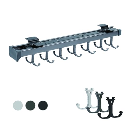Zdlopteron Soporte para Utensilios De Cocina de Aluminio con 5-7 Ganchos móviles,Soporte De Pared Colgante para Cuchillos,Estante De Almacenamiento De Cocina(Gray,51cm/20.07in)