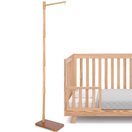 Image of Floor-Standing Crib Mobile Arm - 65 Inch Mobile Arm for Crib - Mobile Stand for Crib - 100% Beech Wood - Movable Baby Mobile Hanger with Strong Anti-Dumping Attachment - Easy Assembly - Nursery Decor