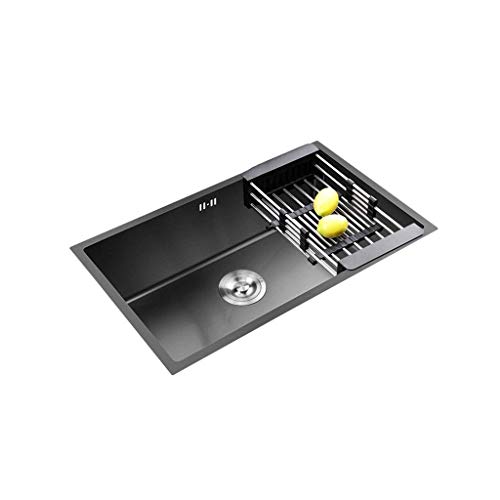 YGCBL Fregadero de cocina 1 cuenco empotrado negro acero inoxidable Nano lavabo 680 x 420 mm