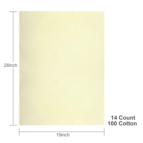 Image of Aida Cloth 14 Count Cross Stitch Fabric,19x28inch (14CT,Cream)